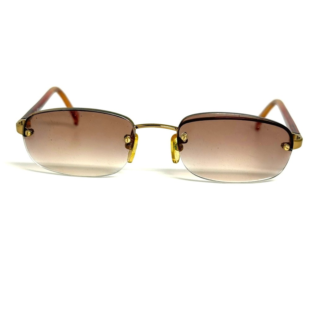 Calvin Klein CK 1035 Rimless Sunglasses Gold Brown Gradient Vintage 52-18-130